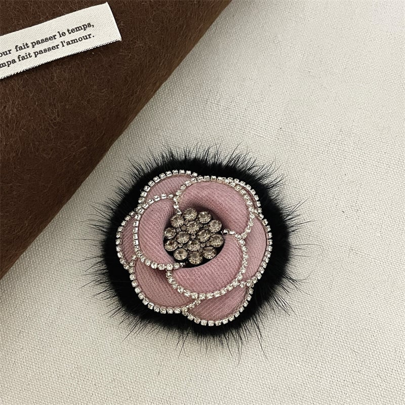 Брошка с камелия от плат, ръчна изработка, марка Qiao Li, стил Xiaoxiangfeng