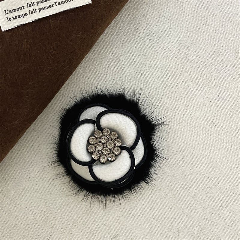 Брошка с камелия от плат, ръчна изработка, марка Qiao Li, стил Xiaoxiangfeng