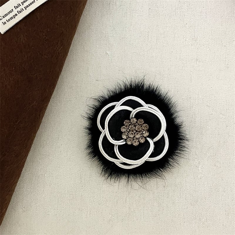 Брошка с камелия от плат, ръчна изработка, марка Qiao Li, стил Xiaoxiangfeng