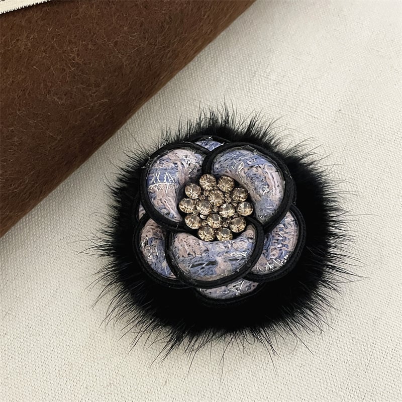 Брошка с камелия от плат, ръчна изработка, марка Qiao Li, стил Xiaoxiangfeng