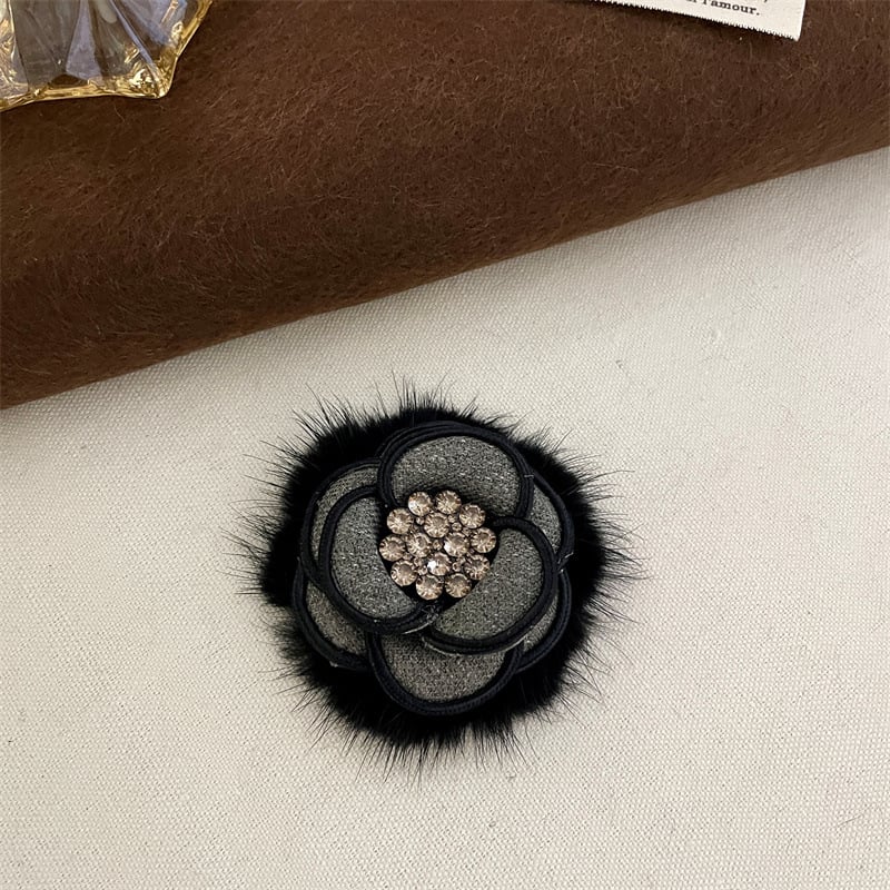 Брошка с камелия от плат, ръчна изработка, марка Qiao Li, стил Xiaoxiangfeng