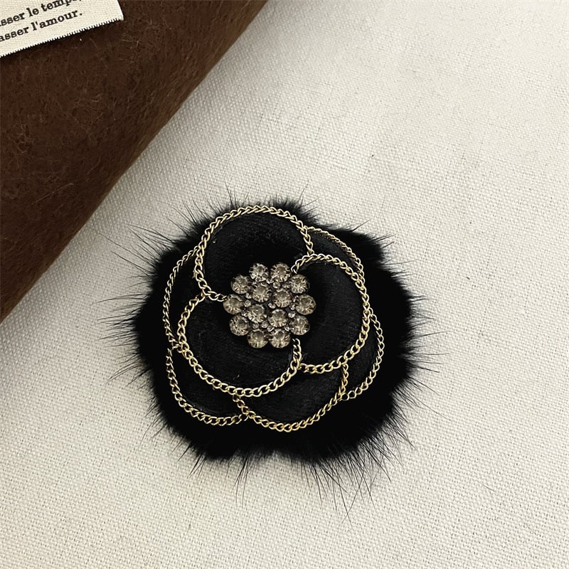 Брошка с камелия от плат, ръчна изработка, марка Qiao Li, стил Xiaoxiangfeng