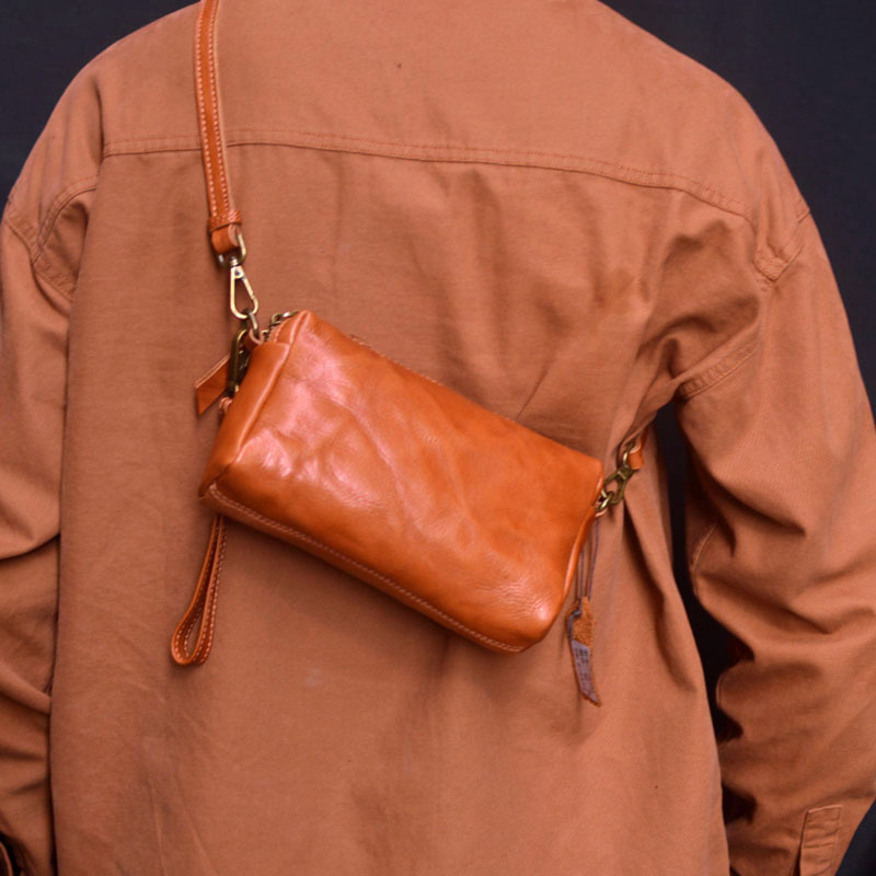 Muška clutch crossbody torba sa zipom, od prave kože prvog sloja, višestruki pretinci, za putovanja i slobodno vrijeme