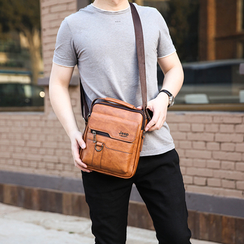 Muška torba za rame od PU kože, crossbody stil, jednobojna, otporna, podstava od poliestera, za poslovna putovanja