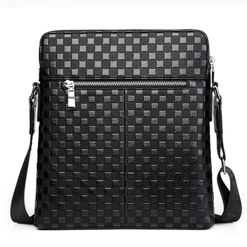Muška torba preko ramena od PU kože, dvostruki zatvarač, crossbody, kompatibilna s 8-inčnim prijenosnikom