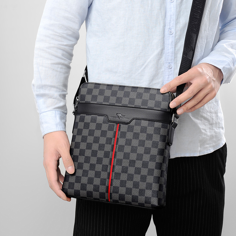 Muška torba preko ramena od PU kože, dvostruki zatvarač, crossbody, kompatibilna s 8-inčnim prijenosnikom