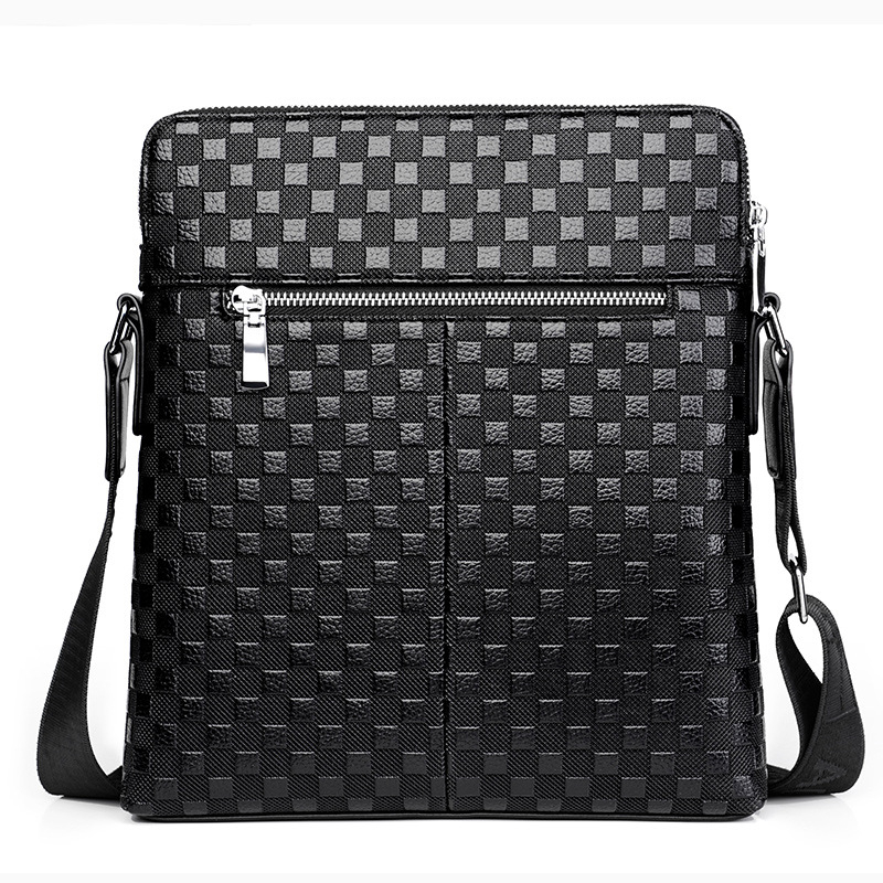 Muška torba preko ramena od PU kože, dvostruki zatvarač, crossbody, kompatibilna s 8-inčnim prijenosnikom