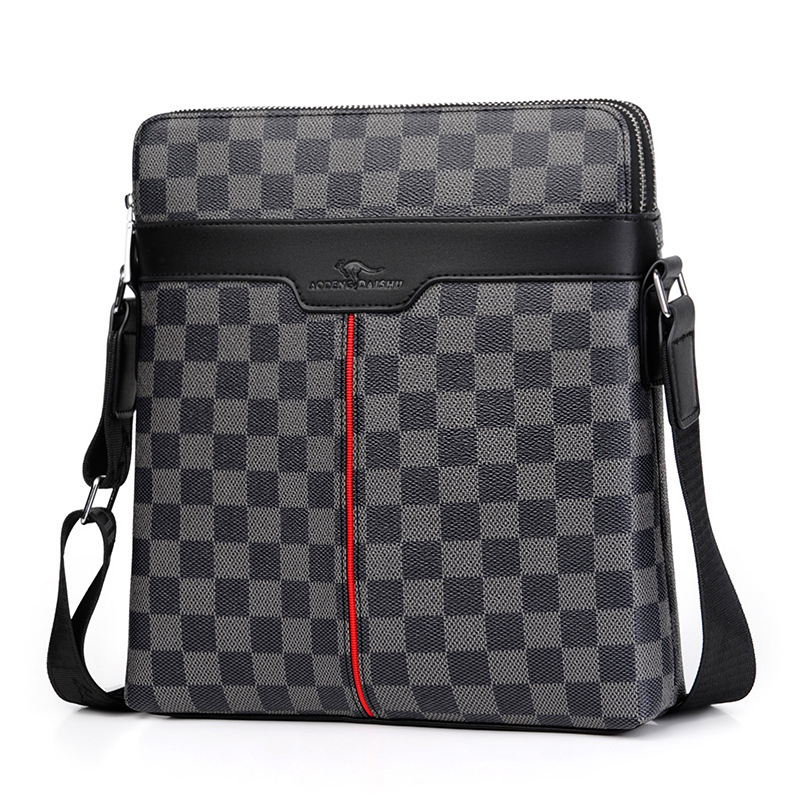 Muška torba preko ramena od PU kože, dvostruki zatvarač, crossbody, kompatibilna s 8-inčnim prijenosnikom