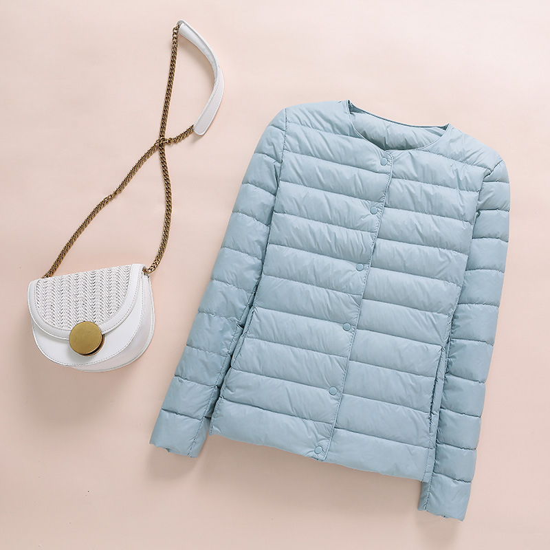 LIWAYI dámska páperová bunda, Slim verzia, bez goliera, nylonový vonkajší materiál, výplň z bieleho kačacieho páperia, kašmír 56–60%