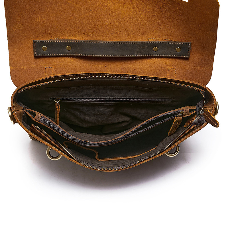 Muška crossbody torba od prave kože Crazy Horse, otporna na habanje, podstava poliester-bavlna.