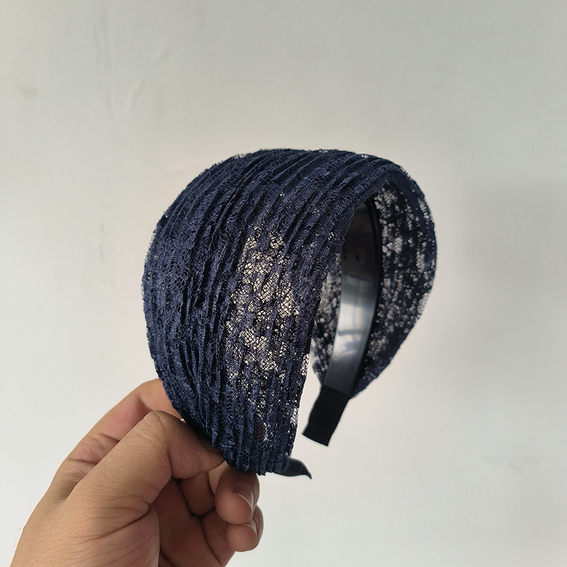 Ručni izrađena platnena traka za kosu s čipkom, širokim rubom, za žene