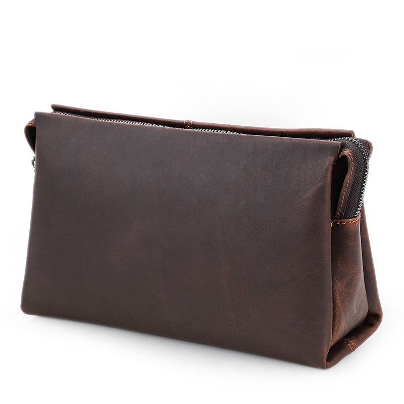 Muška clutch torba — prava koža; otporna na habanje; podstava od poliestera; jednostavan uzorak; jesen 2023