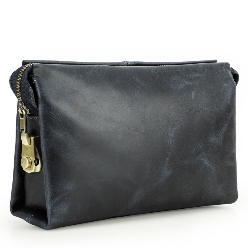 Muška clutch torba — prava koža; otporna na habanje; podstava od poliestera; jednostavan uzorak; jesen 2023