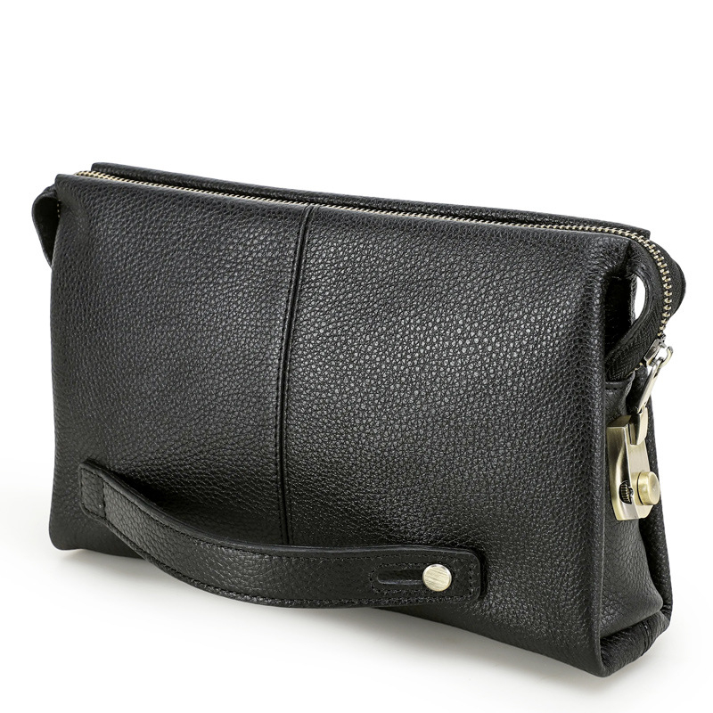 Muška clutch torba — prava koža; otporna na habanje; podstava od poliestera; jednostavan uzorak; jesen 2023