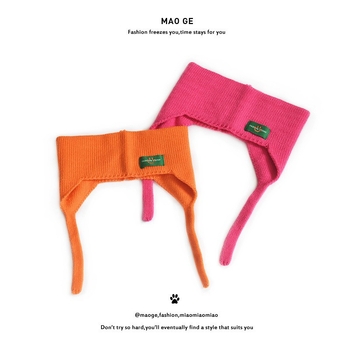 Bandă pentru urechi pentru copii, cu margini late, din lână tricotată, model carouri în formă de animal