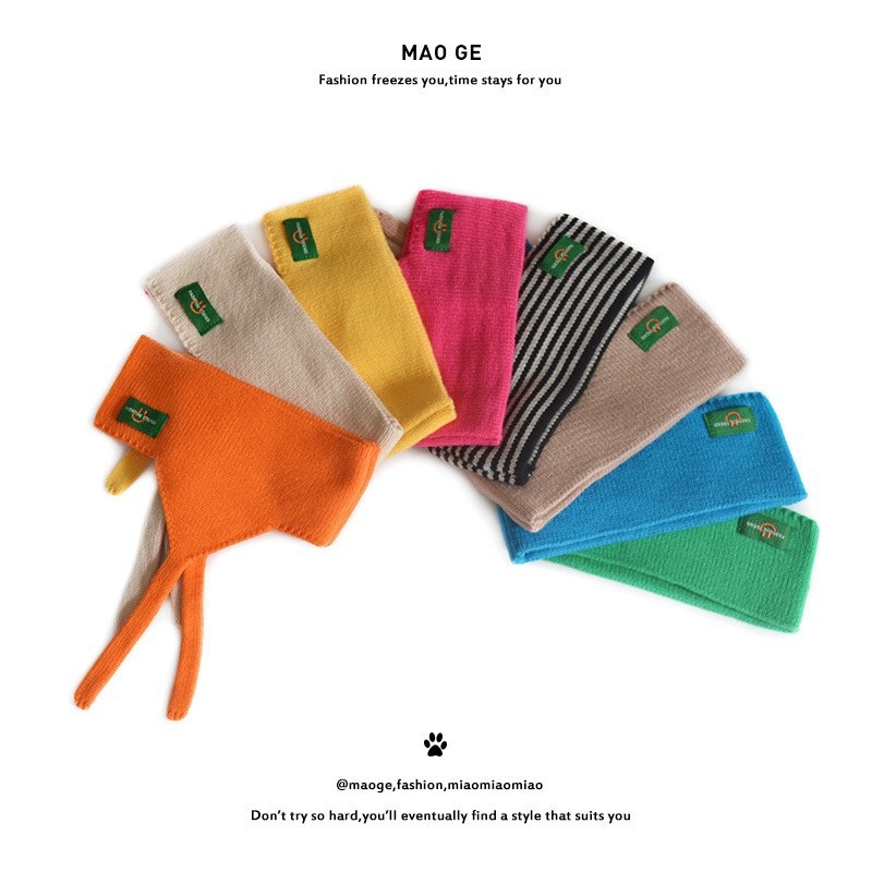 Bandă pentru urechi pentru copii, cu margini late, din lână tricotată, model carouri în formă de animal