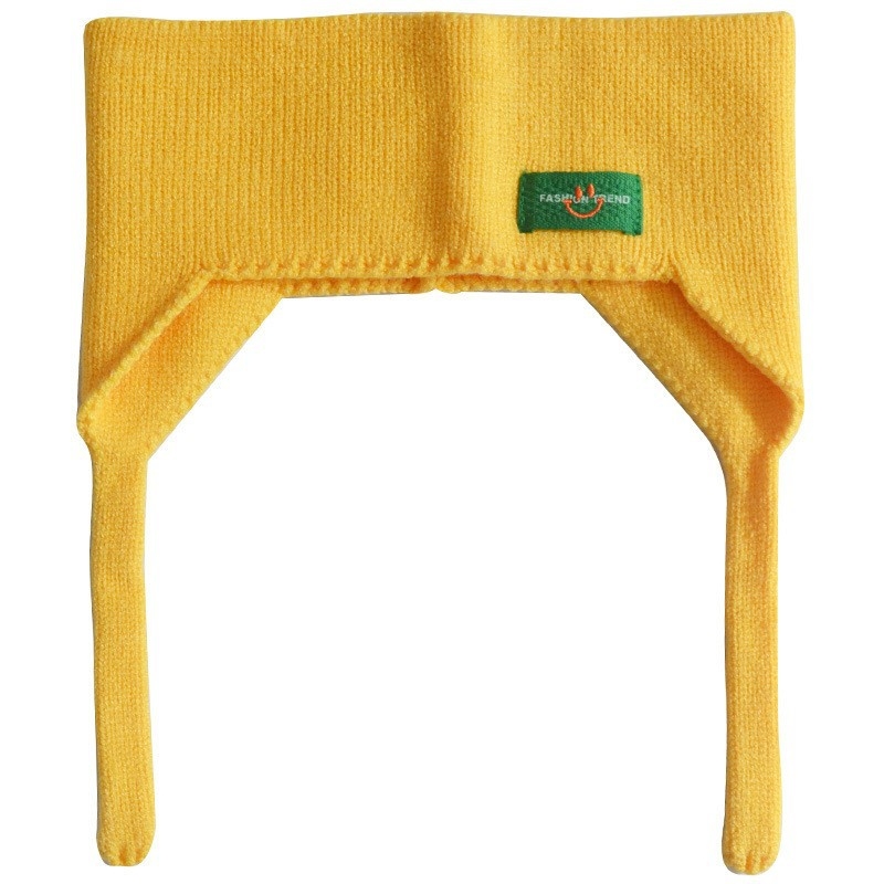 Bandă pentru urechi pentru copii, cu margini late, din lână tricotată, model carouri în formă de animal