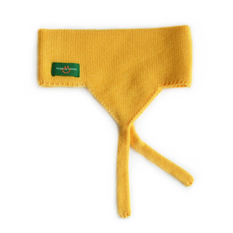 Bandă pentru urechi pentru copii, cu margini late, din lână tricotată, model carouri în formă de animal