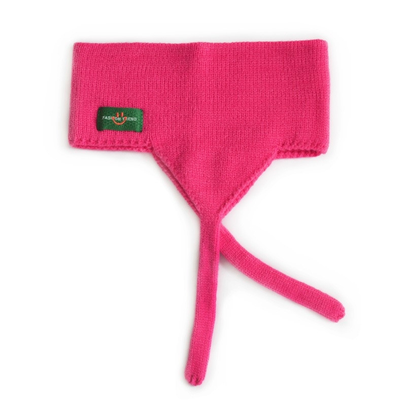 Bandă pentru urechi pentru copii, cu margini late, din lână tricotată, model carouri în formă de animal