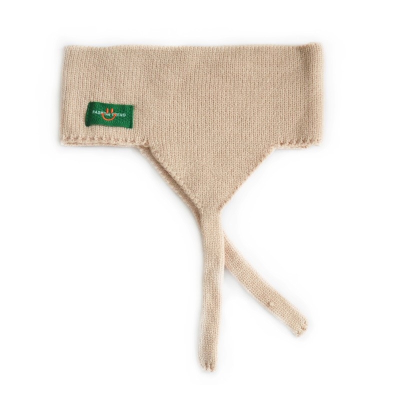 Bandă pentru urechi pentru copii, cu margini late, din lână tricotată, model carouri în formă de animal