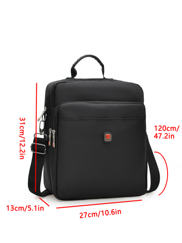 Geantă de umăr pentru bărbați - Oxford, căptușeală din nailon, respirabilă, impermeabilă, design pătrat vertical