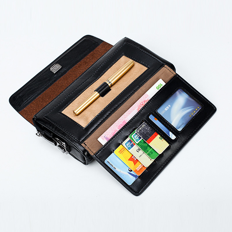 Muška PU kožna clutch torba s funkcijom zaštite od krađe, uzorak s slovima, podstava od poliestera, retro poslovno-ležerni stil, lansirana jesen 2019, za svakodnevnu upotrebu.