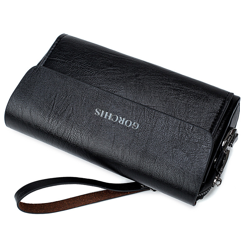 Muška PU kožna clutch torba s funkcijom zaštite od krađe, uzorak s slovima, podstava od poliestera, retro poslovno-ležerni stil, lansirana jesen 2019, za svakodnevnu upotrebu.