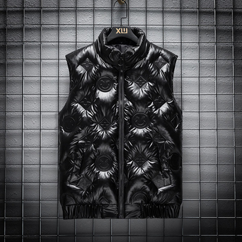 Ανδρικό γιλέκο με κουκούλα από corduroy, εξωτερικό από μαλλί, γέμισμα από βαμβάκι, επένδυση από λινό, με στάσιμο γιακά