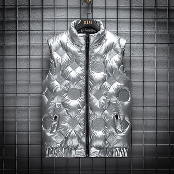 Ανδρικό γιλέκο με κουκούλα από corduroy, εξωτερικό από μαλλί, γέμισμα από βαμβάκι, επένδυση από λινό, με στάσιμο γιακά