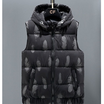 Ανδρικό γιλέκο με κουκούλα από corduroy, εξωτερικό από μαλλί, γέμισμα από βαμβάκι, επένδυση από λινό, με στάσιμο γιακά