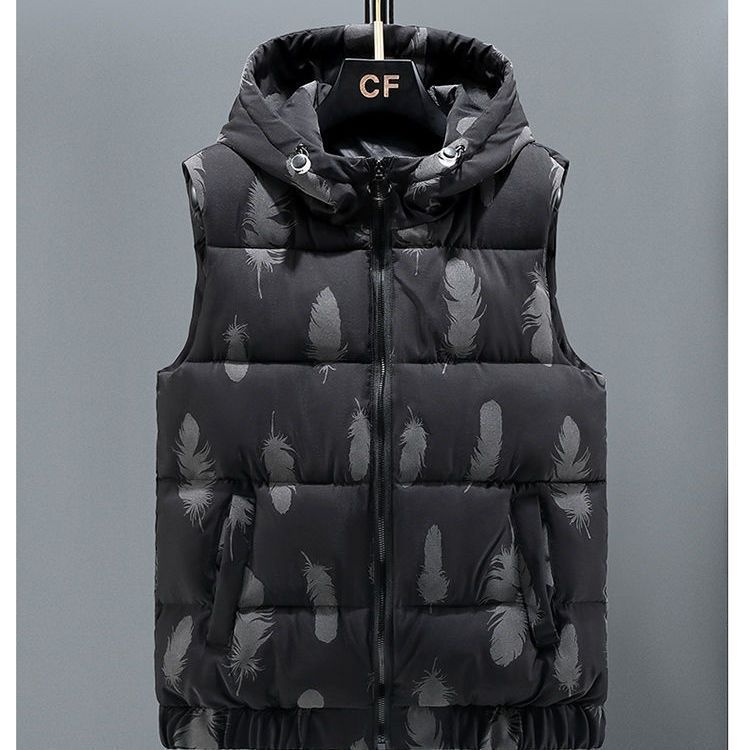 Ανδρικό γιλέκο με κουκούλα από corduroy, εξωτερικό από μαλλί, γέμισμα από βαμβάκι, επένδυση από λινό, με στάσιμο γιακά