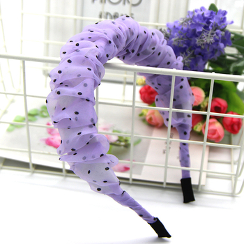 Bandă pentru păr în stil coreean, material textil, design ondulat (Stil: coreean, Material: textil, Tip: bandă pentru păr, Design: ondulat)