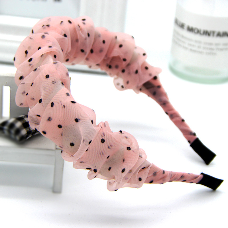 Bandă pentru păr în stil coreean, material textil, design ondulat (Stil: coreean, Material: textil, Tip: bandă pentru păr, Design: ondulat)