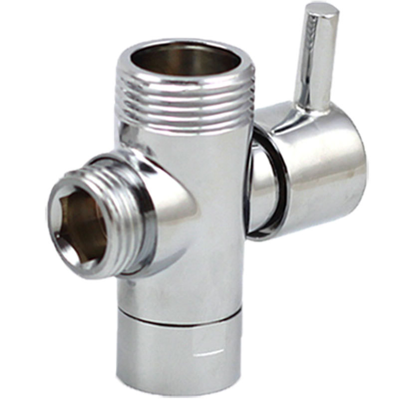 Ventil divertor pentru duș din cupru QT130 – tragere pentru deschidere rapidă, intrare 1, ieșiri 2, montaj filet, cromat