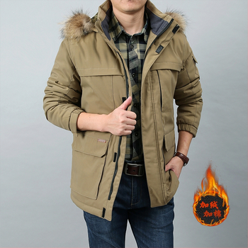 Ανδρικό παλτό με κουκούλα, μεσαίου μήκους, από πολυεστέρα, επένδυση φλίς και γούνινος γιακά