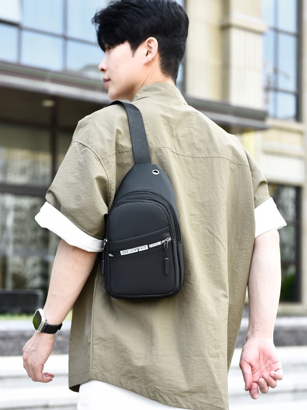 Muška crossbody torba (urban minimalist stil; Oxford tkanina; prozračna; podstava od poliestera; uzorak slova)