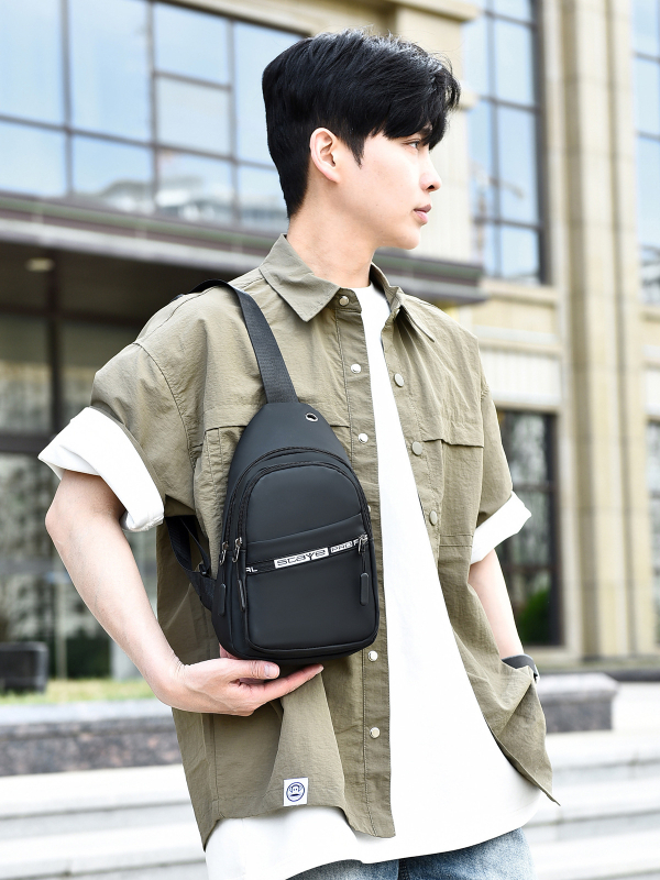 Muška crossbody torba (urban minimalist stil; Oxford tkanina; prozračna; podstava od poliestera; uzorak slova)