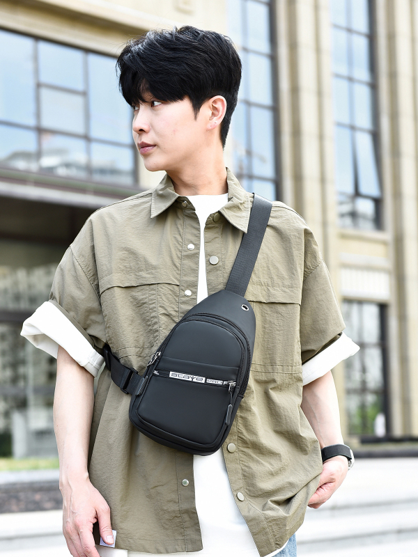 Muška crossbody torba (urban minimalist stil; Oxford tkanina; prozračna; podstava od poliestera; uzorak slova)