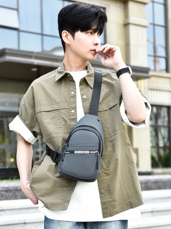 Muška crossbody torba (urban minimalist stil; Oxford tkanina; prozračna; podstava od poliestera; uzorak slova)
