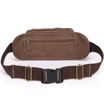 Muška platnena torba za struk od platna - Višenamjenska, Prozračna, Korejskog stila, Veliki kapacitet (Canvas; Breathable; Polyester lining; Leisure travel; Men's Fanny Pack)