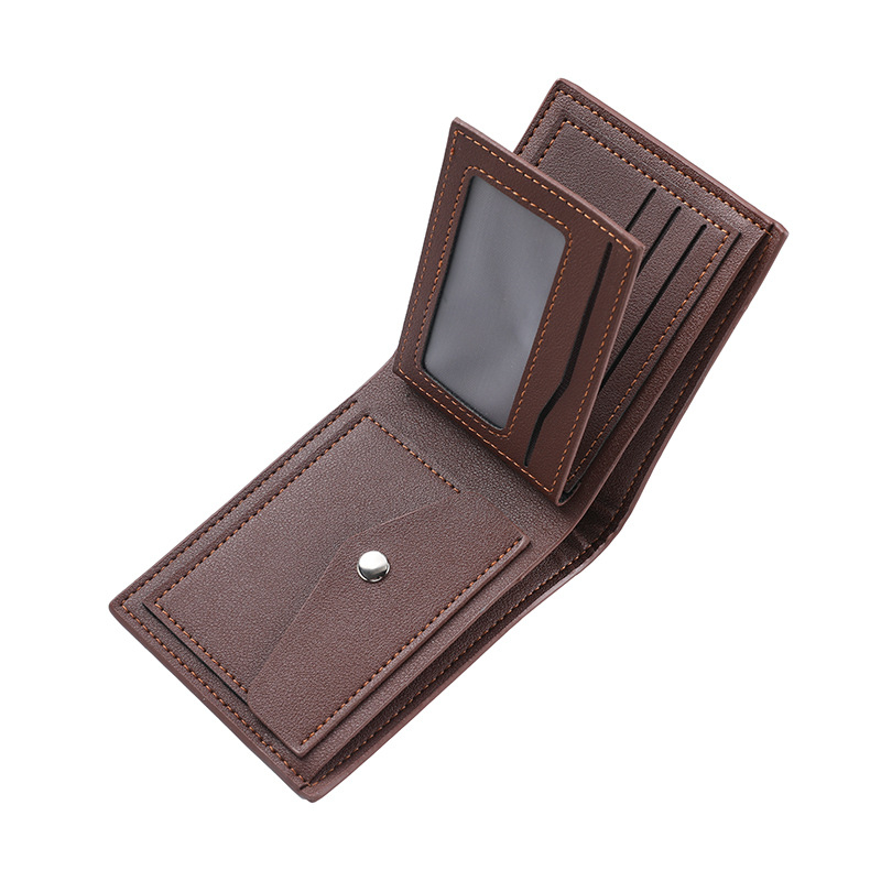 Portofel bărbați PVC, cu o singură pliură, model geometric, stil street, căptușeală din piele sintetică