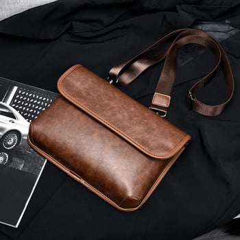 Geantă crossbody pentru bărbați, stil stradal, PU piele, impermeabilă, model solid, 2596