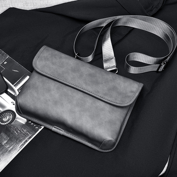 Geantă crossbody pentru bărbați, stil stradal, PU piele, impermeabilă, model solid, 2596