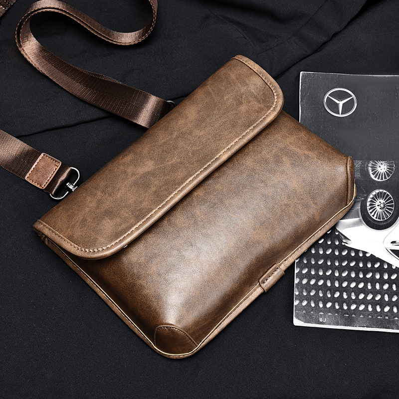 Geantă crossbody pentru bărbați, stil stradal, PU piele, impermeabilă, model solid, 2596