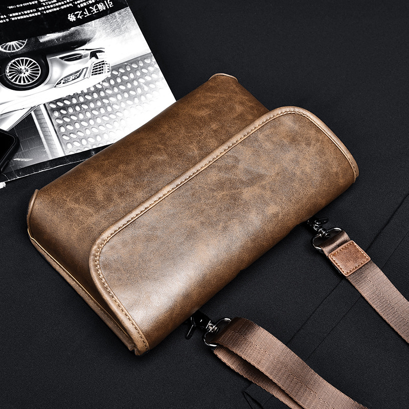 Geantă crossbody pentru bărbați, stil stradal, PU piele, impermeabilă, model solid, 2596