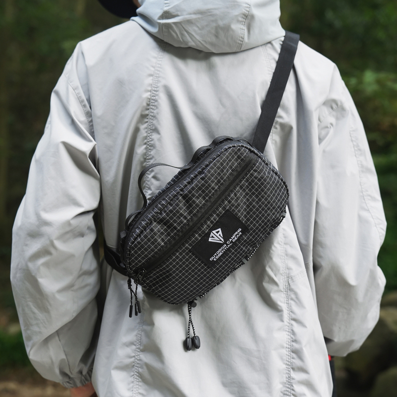 Geantă de piept pentru drumeții și ciclism, pentru bărbați, din nylon, ușoară, extensibilă, căptușită nylon