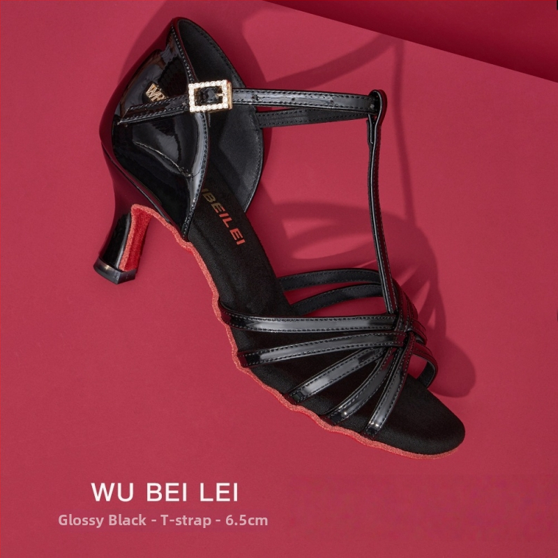 Ženske latino plesne cipele s pet remena u obliku slova T — gornji dio od svile, potplat od velura, prozračne, otporne na habanje