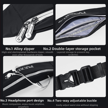 Borsetă talie sport – piele PU, impermeabilă, Rexchi, Unisex, pentru ciclism în aer liber