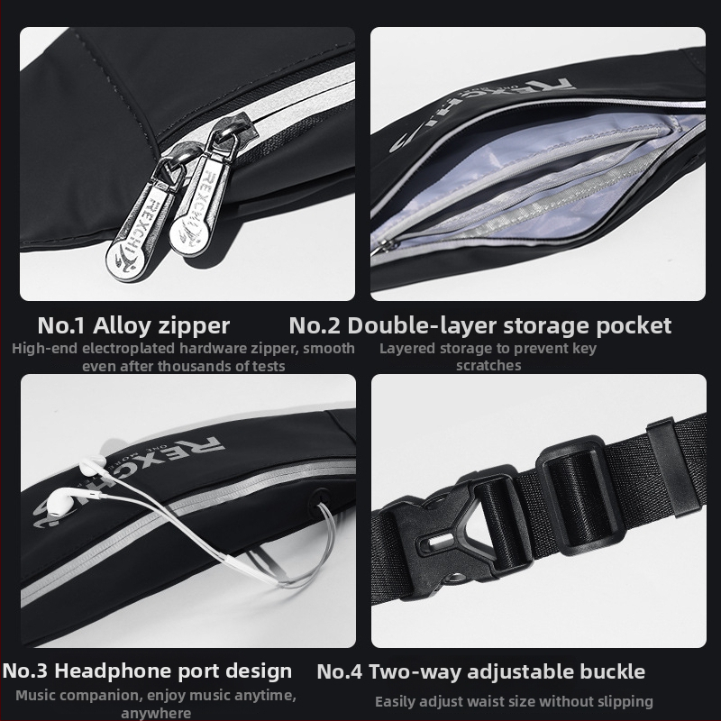 Borsetă talie sport – piele PU, impermeabilă, Rexchi, Unisex, pentru ciclism în aer liber