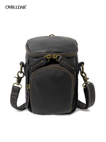 ovelldar Muška kožna torbica za pojas, od prvog sloja teleće kože, lagana i izdržljiva, crossbody stil